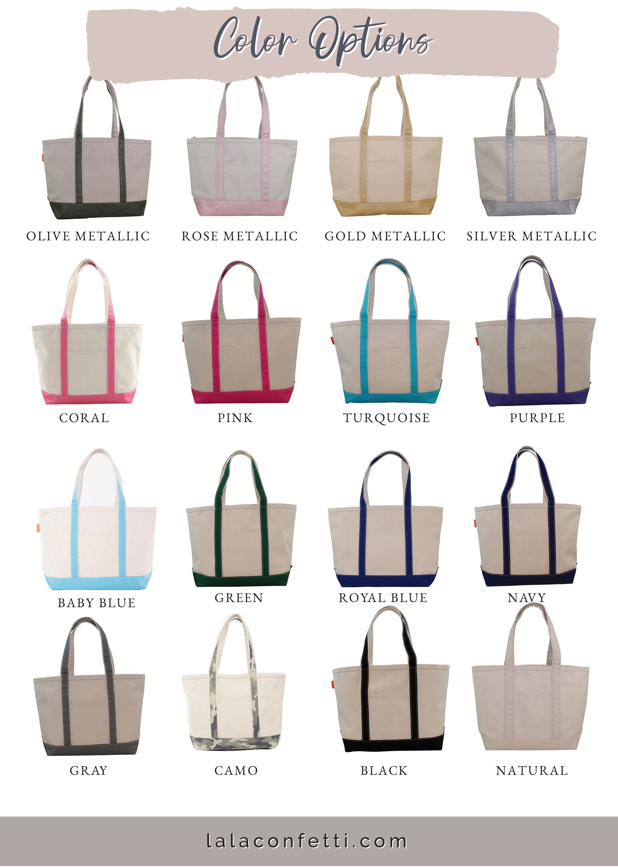Personalized Canvas Tote Bags- LaLa Confetti