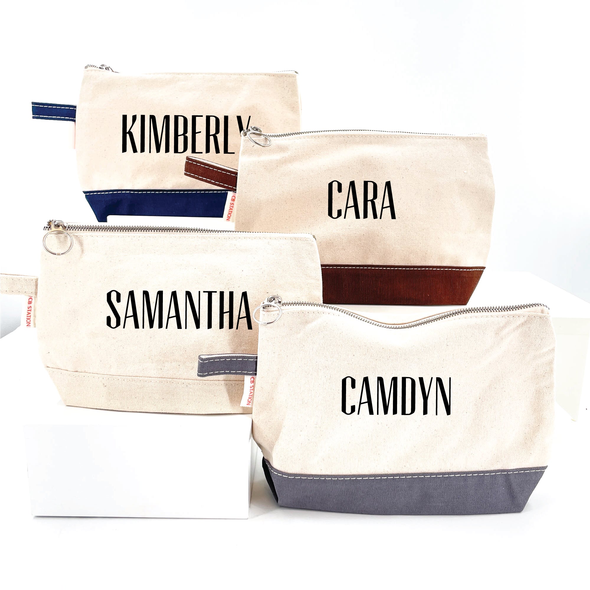 Canvas Makeup Bag With Monogram Monogrammed Cosmetic Bag 