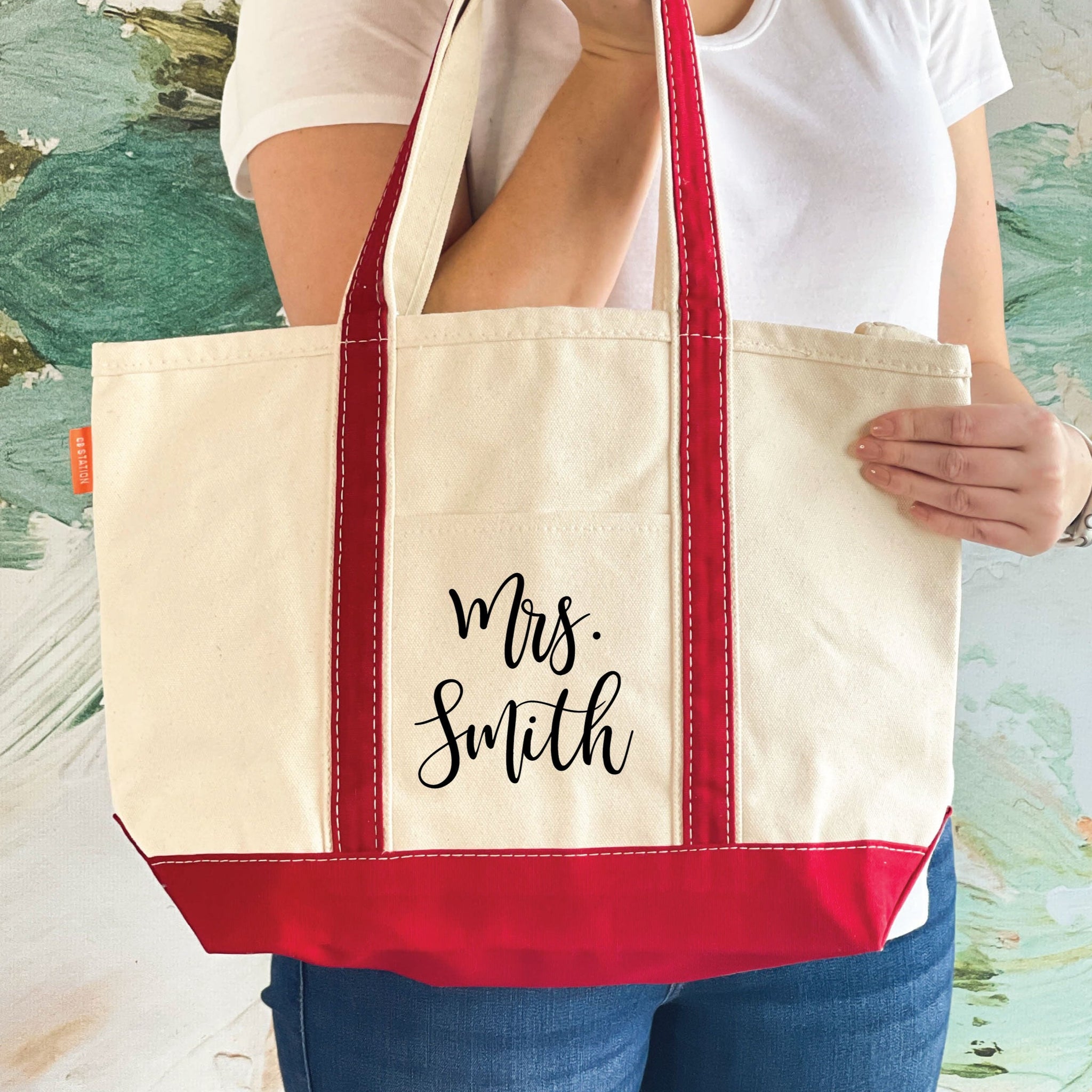 Monogrammed Classic Canvas Boat Tote - Large